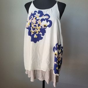 Anthropologie PORRIDGE Spaghetti Strap Floral Layered Blouse